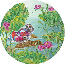 В1137 Канва с рисунком Alisena 'Мандаринки-уточки', 25*25 см