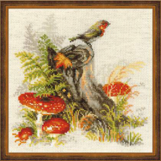 1545 Пенёк с мухоморами
